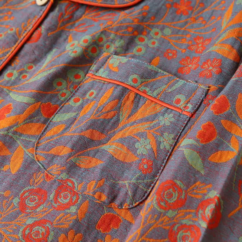 סט לואנgewear מכותנה עם צווארון עלה וינטג'