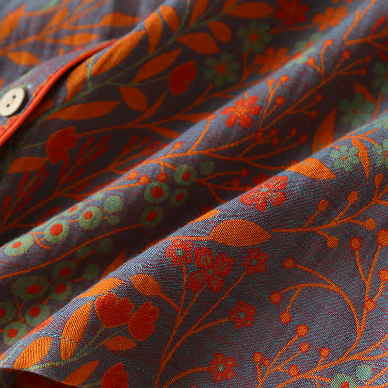 סט לואנgewear מכותנה עם צווארון עלה וינטג'