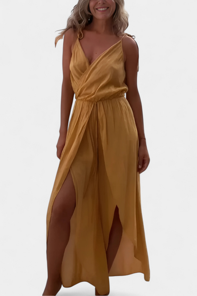 קומבינציה דונטילה מבד כותנה כבוס עם פתחים צדדיים