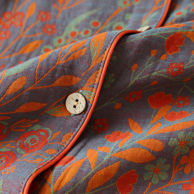 סט לואנgewear מכותנה עם צווארון עלה וינטג'