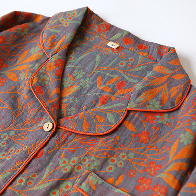 סט לואנgewear מכותנה עם צווארון עלה וינטג'