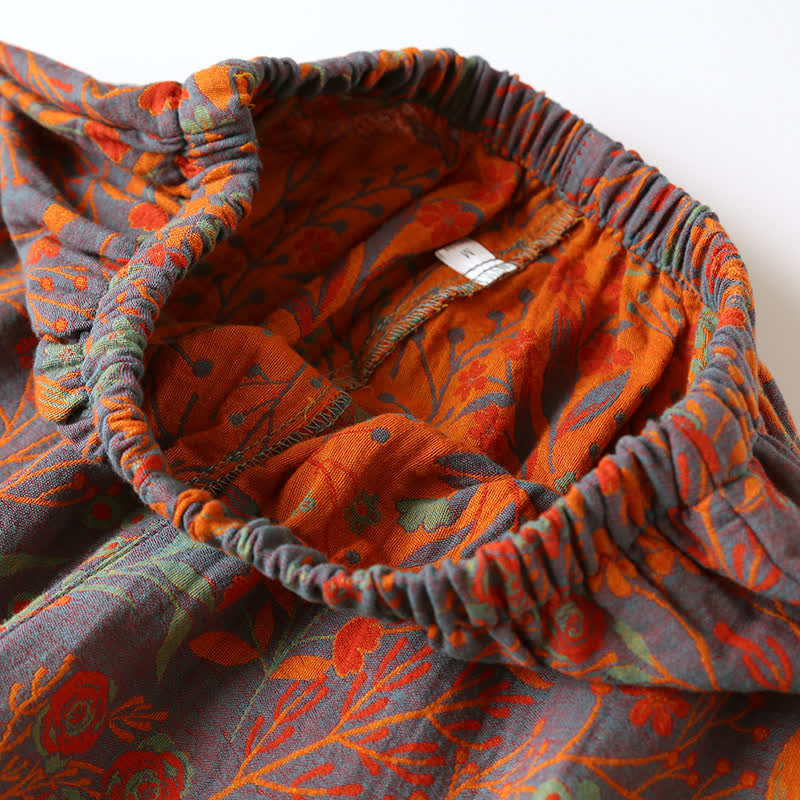 סט לואנgewear מכותנה עם צווארון עלה וינטג'