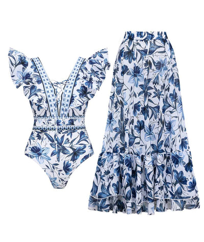 אמליה | בגד ים V-hals 2 ב-1 עם חצאית תואמת