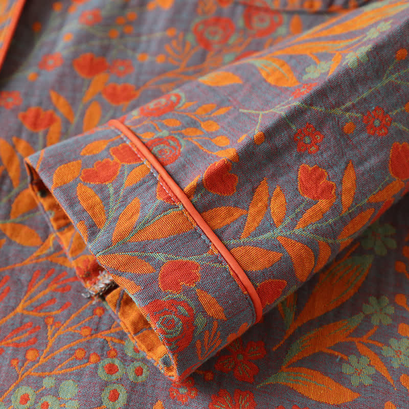 סט לואנgewear מכותנה עם צווארון עלה וינטג'